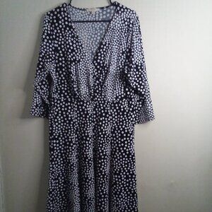 Haani Dress Women 2X Textured Polka Dot Black White